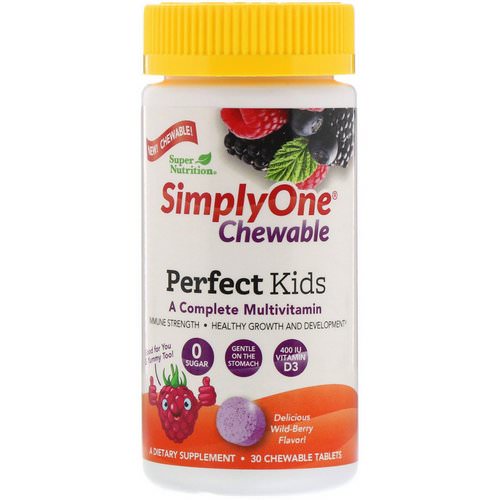 Super Nutrition, Perfect Kids, A Complete Multi-Vitamin, Wild-Berry Flavor, 30 Chewable Tablets فوائد