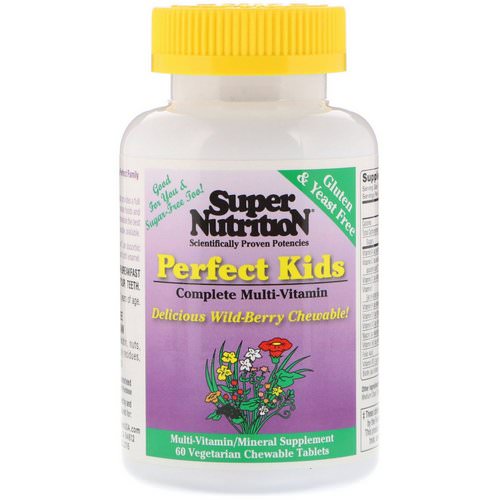 Super Nutrition, Perfect Kids Complete Multi-Vitamin, Wild-Berry Flavor, 60 Vegetarian Chewable Tablets فوائد
