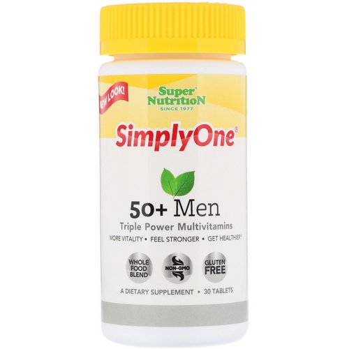 Super Nutrition, SimplyOne, 50+ Men, Triple Power Multivitamins, 30 Tablets فوائد