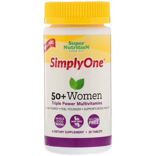 Super Nutrition, SimplyOne, 50+ Women, Triple Power Multivitamins, 30 Tablets فوائد