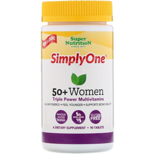 Super Nutrition, SimplyOne, 50+ Women, Triple Power Multivitamins, 90 Tablets فوائد