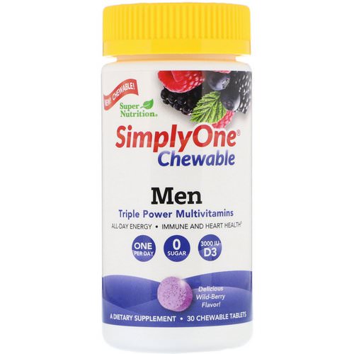 Super Nutrition, SimplyOne, Men, Triple Power Chewable Multivitamin, Wild-Berry Flavor, 30 Chewable Tablets فوائد
