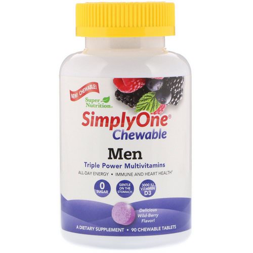 Super Nutrition, SimplyOne, Men Triple Power Multivitamin, Wild-Berry Flavor, 90 Chewable Tablets فوائد