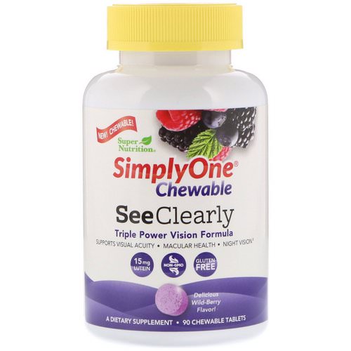 Super Nutrition, SimplyOne, See Clearly Triple Power Vision Formula, Wild-Berry Flavor, 90 Chewable Tablets فوائد