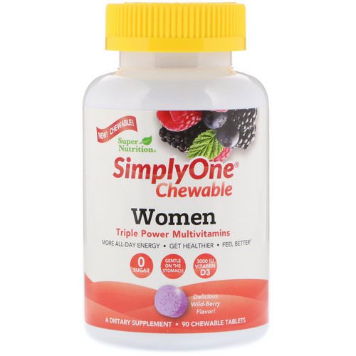 Super Nutrition, SimplyOne, Women, Triple Power Multivitamin, Wild-Berry Flavor, 90 Chewable Tablets فوائد
