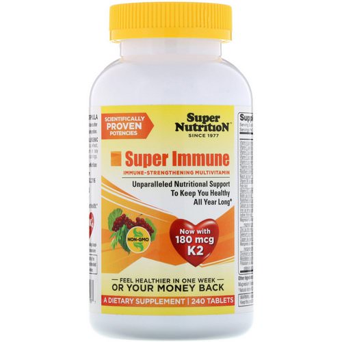 Super Nutrition, Super Immune, Immune-Strengthening Multivitamin, 240 Tablets فوائد