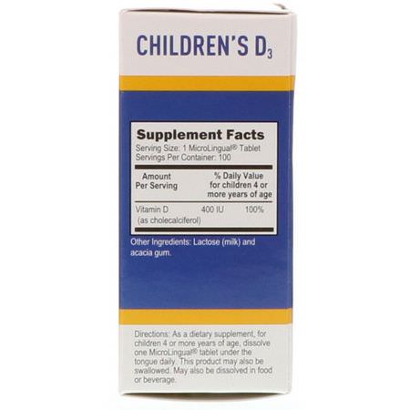 Superior Source, Children's D3, 400 IU, 100 MicroLingual Instant Dissolve Tablets:فيتامين (د) للأطفال, الصحة