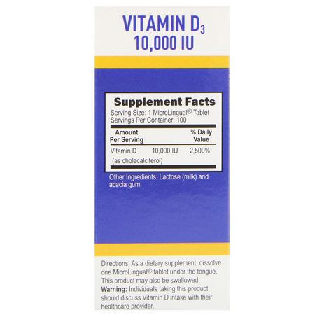 Superior Source, Extra Strength Vitamin D3, 10,000 IU, 100 MicroLingual Instant Dissolve Tablets:D3 Cholecalciferol, فيتامين D