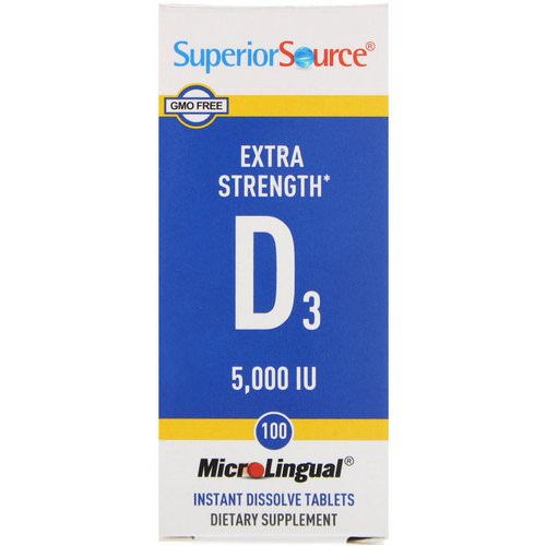 Superior Source, Extra Strength Vitamin D3, 5,000 IU, 100 MicroLingual Instant Dissolve Tablets فوائد