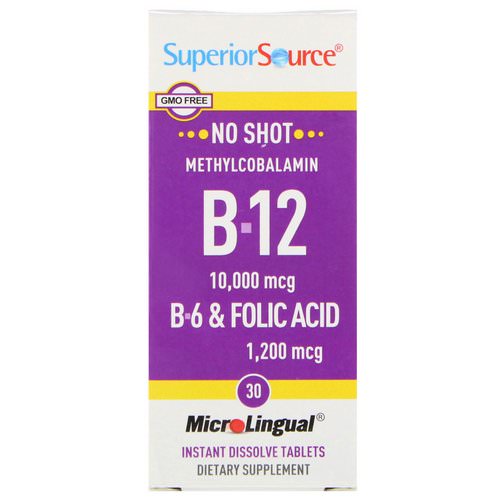 Superior Source, Methylcobalamin B-12 10,000 mcg, B-6 & Folic Acid 1,200 mcg, 30 MicroLingual Instant Dissolve Tablets فوائد