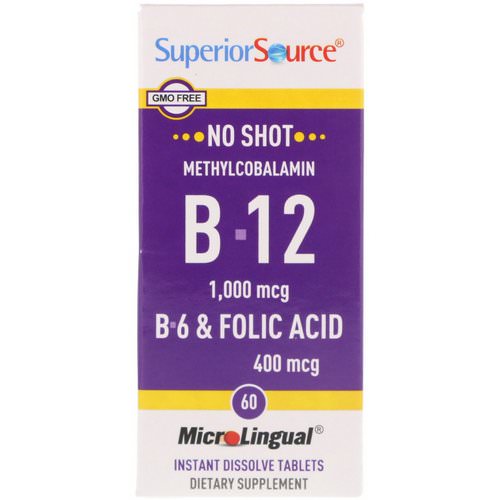 Superior Source, Methylcobalamin B-12 1000 mcg, B-6 & Folic Acid 400 mcg, 60 MicroLingual Instant Dissolve Tablets فوائد