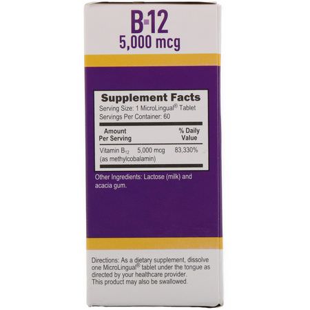 Superior Source, Methylcobalamin B12, 5000 mcg, 60 MicroLingual Instant Dissolve Tablets:B12, فيتامين B