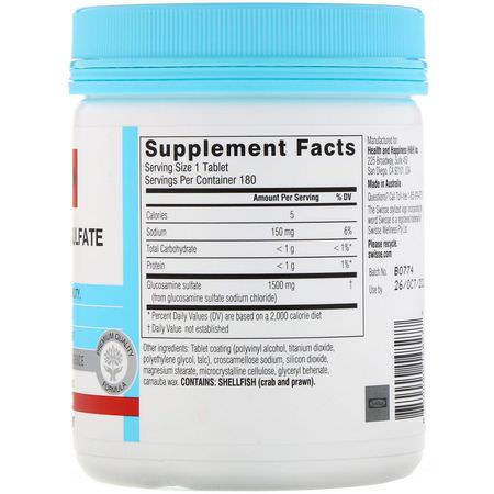 Swisse, Ultiboost, Glucosamine Sulfate, 1,500 mg, 180 Tablets:الجل,ك,زامين, المفصل
