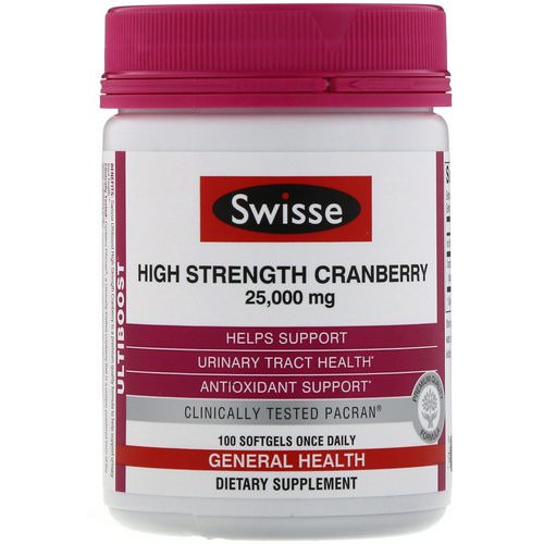 Swisse, Ultiboost, High Strength Cranberry, 25,000 mg, 100 Softgels فوائد