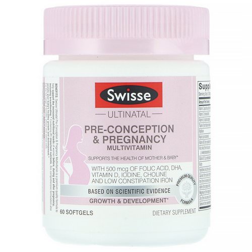 Swisse, Ultinatal, Pre-Conception & Pregnancy Multivitamin, 60 Softgels فوائد