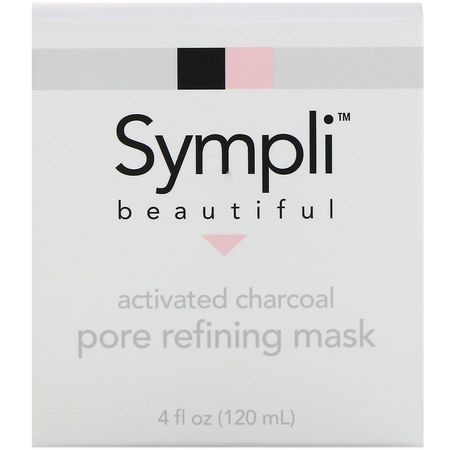 Sympli Beautiful, Activated Charcoal Pore Refining Mask, 4 fl oz (120 ml):الفحم أ, الفحم المنشط, أقنعة العيب