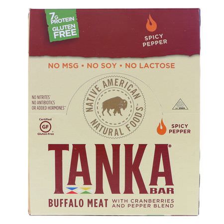 Tanka, Bar, Buffalo Meat with Cranberries and Pepper Blend, Spicy Pepper, 12 Bars, 1 oz (28.4 g) Each:اللح,م ,جبات خفيفة, متشنج
