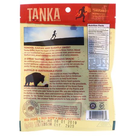 Tanka, Bites, Buffalo Meat with Cranberries and Pepper Blend, Spicy Pepper, 30 oz (85 g):Meat وجبات خفيفة, Jerky