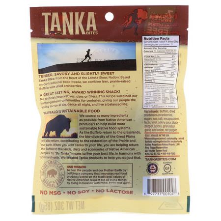 Tanka, Bites, Buffalo Meat with Cranberries, Slow-Smoked Original, 30 oz (85 g):Meat وجبات خفيفة, Jerky