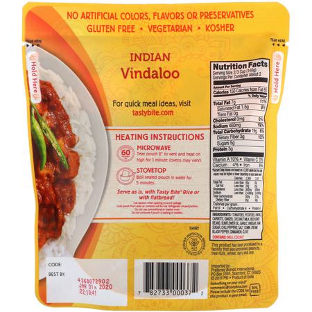 Tasty Bite, Indian, Vindaloo, Hot & Spicy, 10 oz (285 g):
