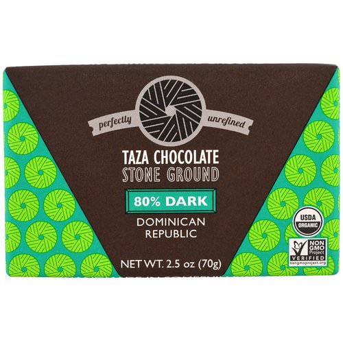 Taza Chocolate, Organic, 80% Dark Stone Ground Chocolate Bar, Dominican Republic, 2.5 oz (70 g) فوائد