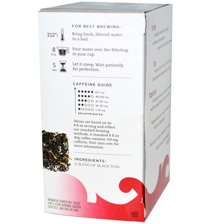 Tazo Teas, Awake English Breakfast, Black Tea, 20 Filterbags, 1.8 oz (51 g):شاي الإفطار الإنجليزي, الشاي الأس,د