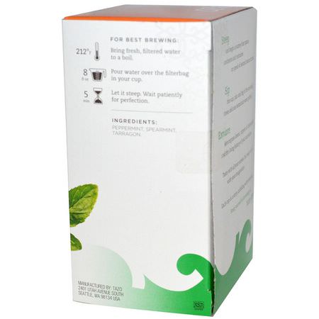 Tazo Teas, Herbal Tea, Refresh Mint, Caffeine-Free, 20 Filterbags, 0.8oz (24 g):شاي النعناع, شاي الأعشاب