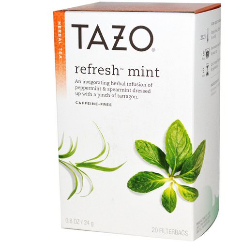 Tazo Teas, Herbal Tea, Refresh Mint, Caffeine-Free, 20 Filterbags, 0.8oz (24 g) فوائد