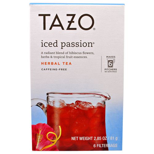Tazo Teas, Tazo, Iced Passion Herbal Tea, 6 Filterbags, 2.85 oz (81 g) فوائد