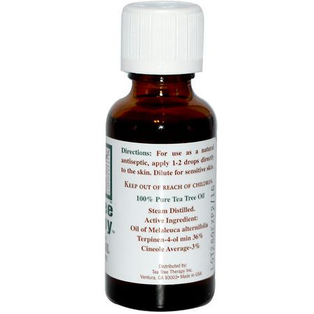 Tea Tree Therapy, Tea Tree Oil, 1 fl oz (30 ml):علاج الجلد, زيت شجرة الشاي الم,ضعية