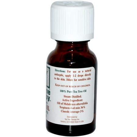 Tea Tree Therapy, Tea Tree Oil, .5 fl oz (15 ml):علاج البشرة, زيت شجرة الشاي الم,ضعية