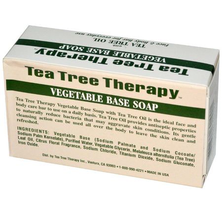 Tea Tree Therapy, Vegetable Base Soap, with Tea Tree Oil, Bar, 3.9 oz (110 g):شريط الصابون, دش