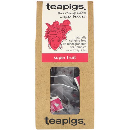 TeaPigs, Bursting with Super Berries, Super Fruit, Caffeine Free, 15 Tea Temples, 1.3 oz (37.5 g) فوائد