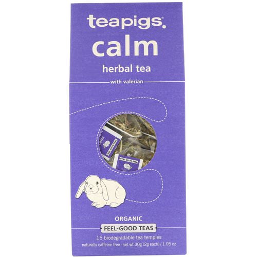 TeaPigs, Calm Herbal Tea with Valerian, Caffeine Free, 15 Tea Temples, 1.05 oz (30 g) فوائد
