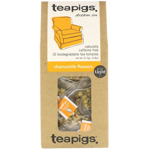 TeaPigs, Dream On, Chamomile Flowers, Caffeine Free, 15 Tea Temples, 0.8 oz (22.5 g) فوائد