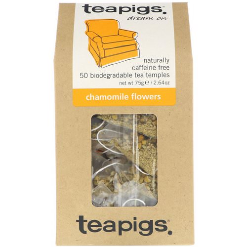 TeaPigs, Dream On, Chamomile Flowers, Caffeine Free, 50 Tea Temples, 2.64 oz (75 g) فوائد
