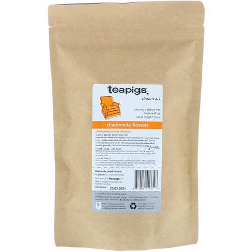 TeaPigs, Dream On, Chamomile Flowers, Loose Leaf Tea, Caffeine Free, 3.5 oz (100 g) فوائد
