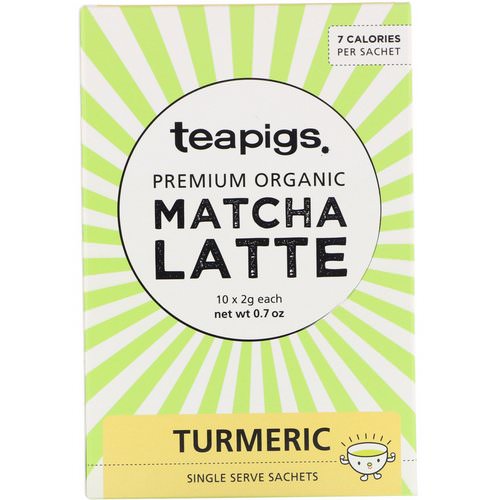 TeaPigs, Premium Organic Matcha Latte, Turmeric, 10 Sachets, 0.7 oz فوائد