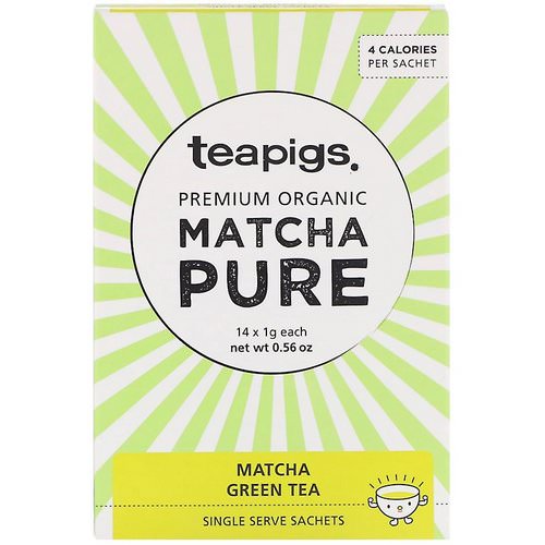 TeaPigs, Premium Organic Matcha Pure, Matcha Green Tea, 14 Sachets, 0.56 oz فوائد
