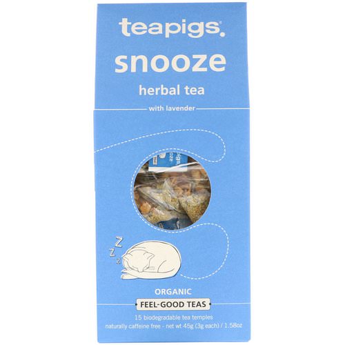 TeaPigs, Snooze Herbal Tea with Lavender, Caffeine Free, 15 Tea Temples, 1.58 oz (45 g) فوائد