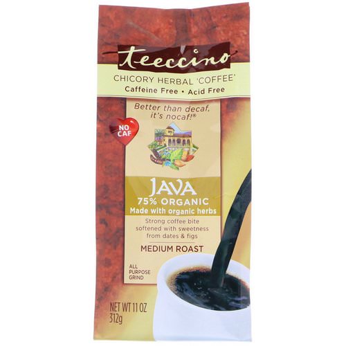 Teeccino, Chicory Herbal Coffee, Java, Medium Roast, Caffeine Free, 11 oz (312 g) فوائد