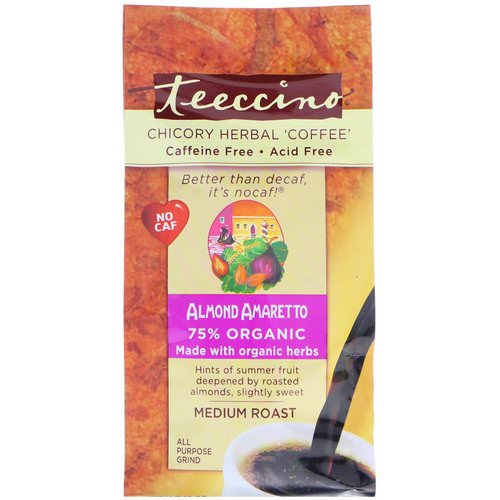 Teeccino, Chicory Herbal Coffee, Medium Roast, Caffeine Free, Almond Amaretto, 11 oz (312 g) فوائد
