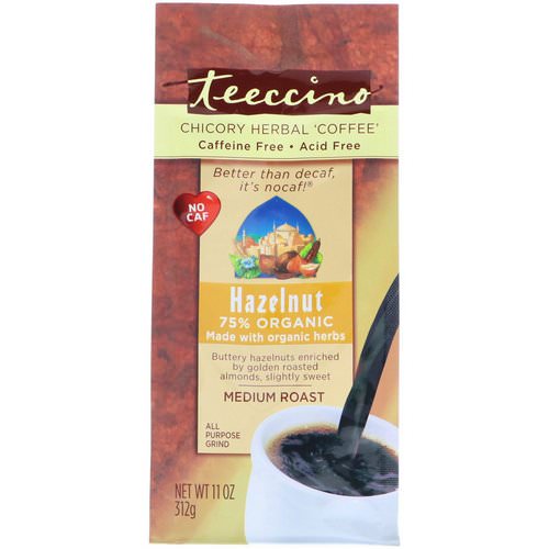 Teeccino, Chicory Herbal Coffee, Medium Roast, Caffeine Free, Hazelnut, 11 oz (312 g) فوائد