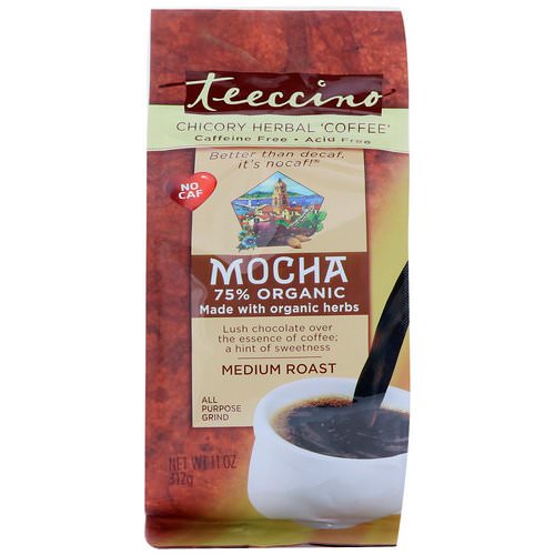 Teeccino, Chicory Herbal Coffee, Mocha, Medium Roast Coffee, Caffeine Free, 11 oz (312 g) فوائد