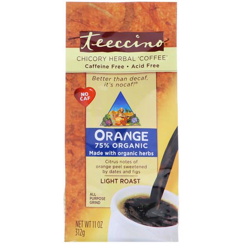 Teeccino, Chicory Herbal Coffee, Orange, Light Roast, Caffeine Free, 11 oz (312 g) فوائد