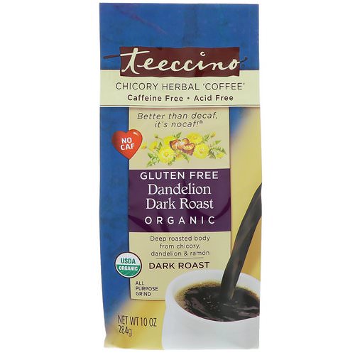 Teeccino, Chicory Herbal Coffee, Dandelion Dark Roast, Caffeine Free, 10 oz (284 g) فوائد