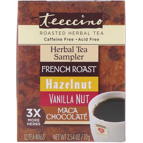 Teeccino, Roasted Herbal Tea, Herbal Tea Sampler, 4 Flavors, Caffeine Free, 12 Tea Bags, 2.54 oz (72 g) فوائد