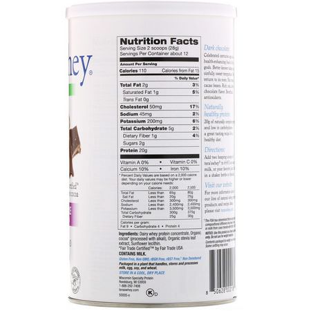 Tera's Whey, Grass Fed, Simply Pure Whey Protein, Fair Trade Dark Chocolate Cocoa, 12 oz (340 g):بر,تين مصل اللبن, التغذية الرياضية