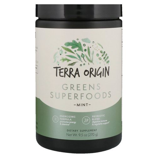 Terra Origin, Greens Superfoods, Mint, 9.5 oz (270 g) فوائد