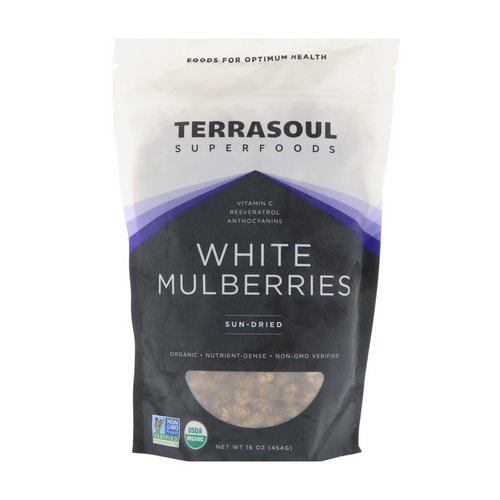 Terrasoul Superfoods, White Mulberries, Sun-Dried, 16 oz (454 g) فوائد